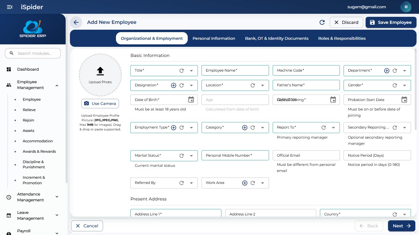 Add Employee i-Paymate Payroll Software Ramanathapuram
