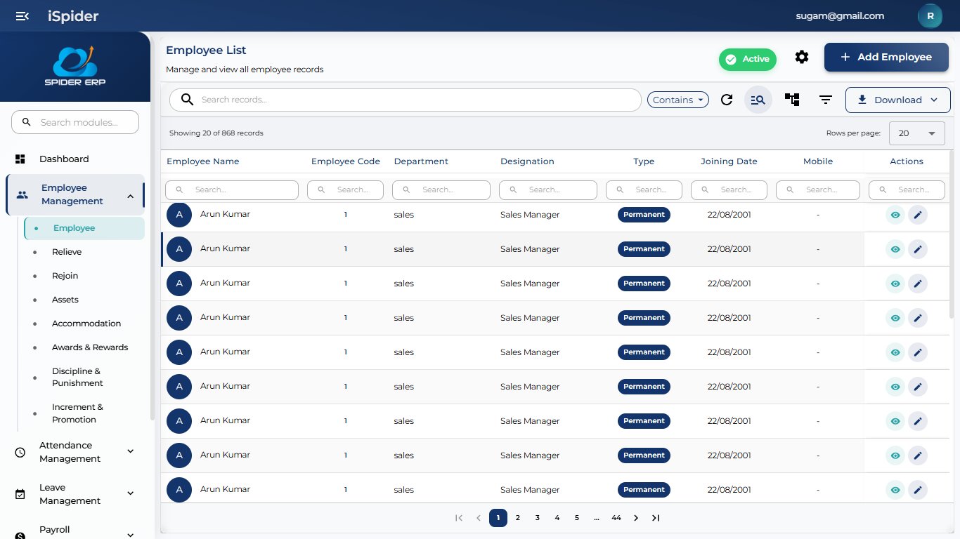 Employee List i-Paymate HR Software Tamil Nadu